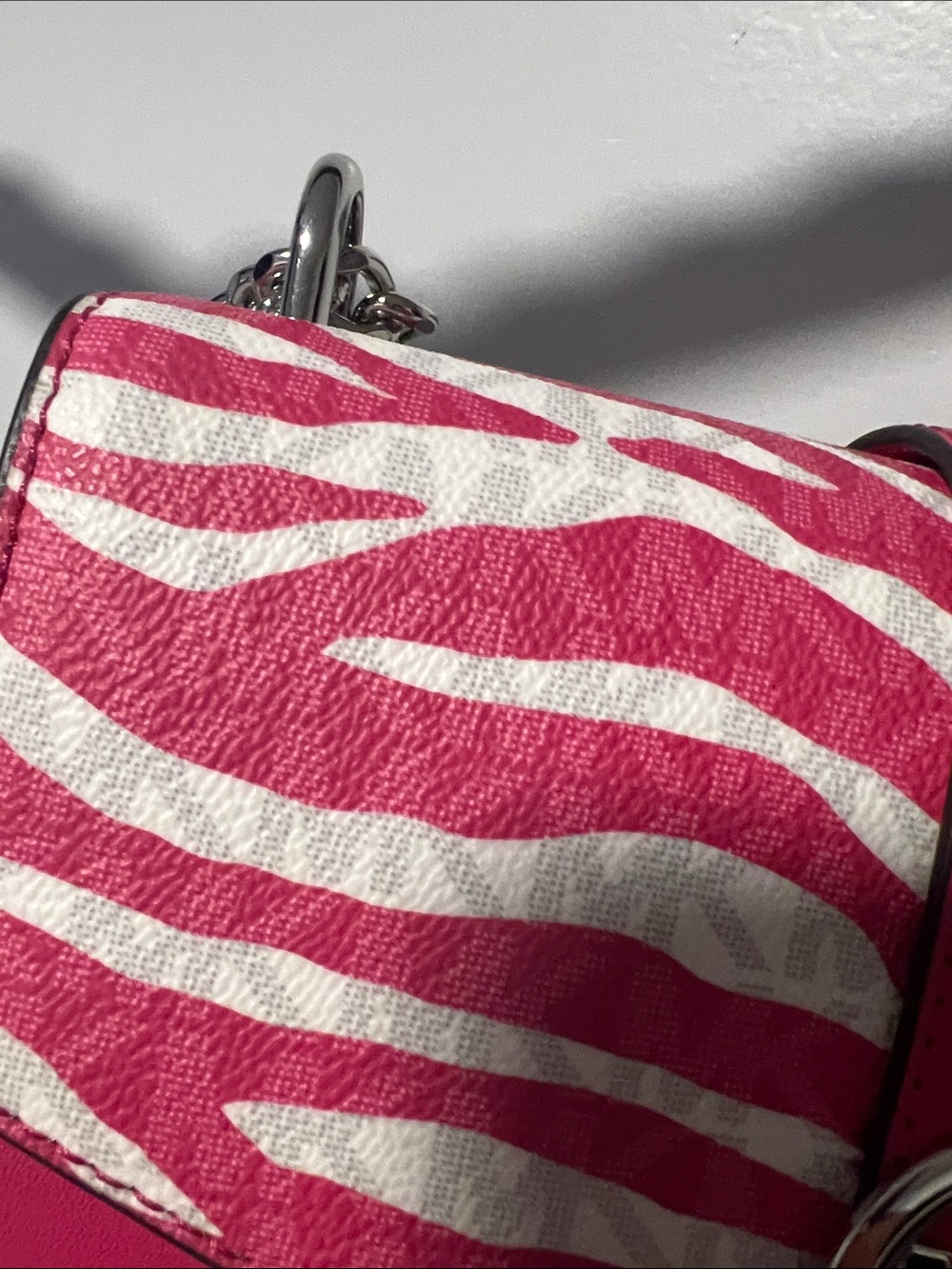 Michael Kors Hot Pink and White Zebra-Print Shoulder Bag - Picture 9 of 13